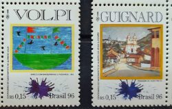 C 1988 Selo Alfredo Volpi e Alberto da Veiga Guignard Arte 1996 Serie Completa