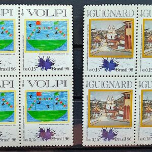 C 1988 Selo Alfredo Volpi e Alberto da Veiga Guignard Arte 1996 Serie Completa Quadra