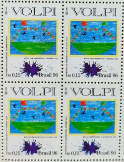 C 1988 Selo Centenario Alfredo Volpi Arte 1996 Quadra