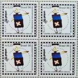 C 1990 Selo UNICEF Nacoes Unidas Crianca Infantil 1996 Quadra