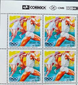 C 1996 Selo Centenario Olimpiada Atlanta 1996 Maratona Quadra Vinheta Correios