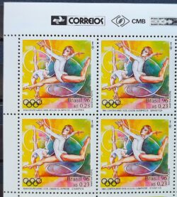 C 1997 Selo Centenario Olimpiada Atlanta 1996 Ginastica Quadra Vinheta Correios