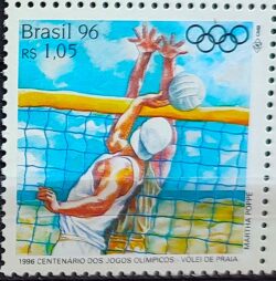 C 1998 Selo Centenario Olimpiada Atlanta 1996 Volei