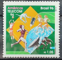 C 2001 Selo Telecom Comunicacao Volei Futebol Salto em Altura Satelite 1996