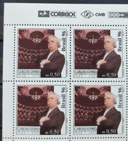 C 2006 Selo Centenario Carlos Gomes Musica 1996 Quadra Vinheta Correios