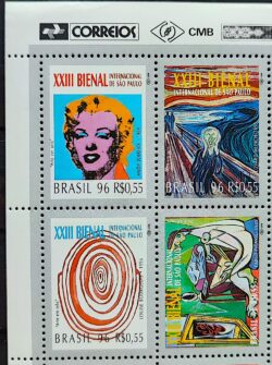 C 2014 Selo Bienal Internacional de Sao Paulo Wahro Munch Bourgeois Picasso 1996 Serie Completa Vinheta Correios