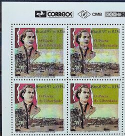 C 2024 Selo Poeta Castro Alves Literatura 1997 Quadra Vinheta Correios