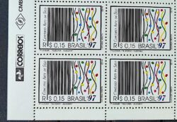 C 2026 Selo Alegria Alegria Arte Codigo de Barras 1997 Quadra Vinheta Correios