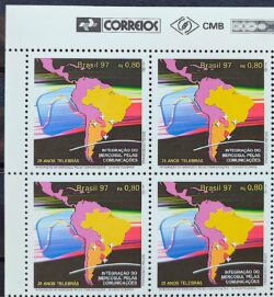 C 2046 Selo Integracao Mercosul Comunicacao Telebras Mapa 1997 Quadra Vinheta Correios