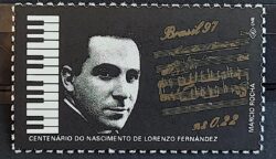 C 2047 Selo Compositores Brasileiros Piano Musica Lorenzo Fernadez 1997