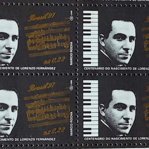 C 2047 Selo Compositores Brasileiros Piano Musica Lorenzo Fernadez 1997 Quadra