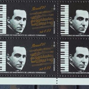 C 2047 Selo Compositores Brasileiros Piano Musica Lorenzo Fernadez 1997 Quadra Vinheta Correios