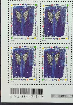 C 2050 Selo de Natal Anjo Religiao 1997 Quadra Codigo de Barras