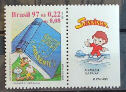 C 2053 Selo Crianca e Cidadania Direito Justica Estatuto 1997 Vinheta Ayrton Senna Senninha Carro Transito