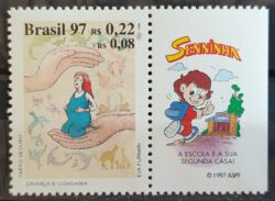 C 2062 Selo Crianca e Cidadania Direito Justica Parto Seguro Mae Mulher 1997 Vinheta Ayrton Senna Senninha Educacao