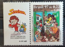 C 2063 Selo Crianca e Cidadania Direito Justica Convivencia Cachorro 1997 Vinheta Ayrton Senna Senninha Saude