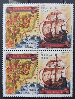 C 2079 Selo Descobrimento do Brasil Navio Mapa Indio 1998 Quadra