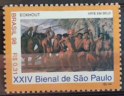 C 2160 Selo Bienal de Sao Paulo Eckhout Indio 1998