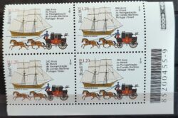 C 2167 Selo Alvara de Reorganizacao do Correio Maritimo Portugal Navio Cavalo Carruagem 1998 Quadra Codigo de Barras