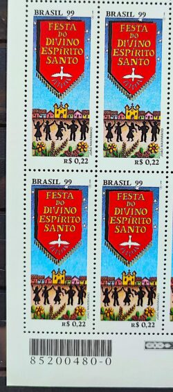 C 2197 Selo Festa do Divino Espirito Santo Igreja Religiao 1999 Quadra Codigo de Barras