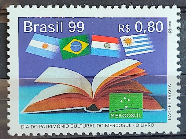 C 2220 Selo Dia do Patrimonio Cultural do Mercosul Livro Bandeira 1999