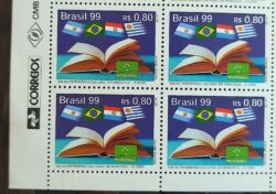 C 2220 Selo Dia do Patrimonio Cultural do Mercosul Livro Bandeira 1999 Quadra Vinheta Correios