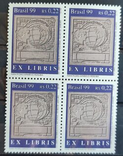 C 2225 Selo Ex Libris da Biblioteca Nacional do Rio de Janeiro Mapa 1999 Quadra