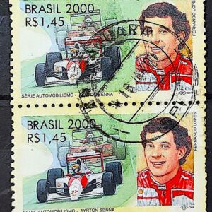 C 2346 Selo Automobilismo Ayrton Senna Formula 1 Carro 2000 Circulado 1 Dupla