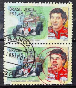 C 2346 Selo Automobilismo Ayrton Senna Formula 1 Carro 2000 Circulado 2 Dupla
