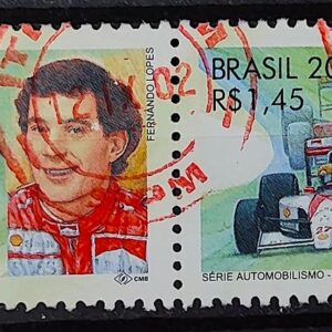 C 2346 Selo Automobilismo Ayrton Senna Formula 1 Carro 2000 Circulado 3 Dupla