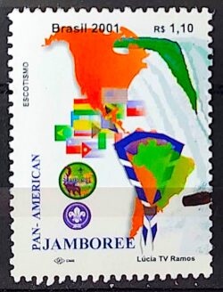 C 2361 Selo Jamboree Escotismo Mapa Bandeira 2001