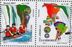 C 2362 Selo Jamboree Escotismo Mapa Bandeira 2001 Invertido