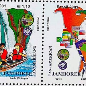 C 2362 Selo Jamboree Escotismo Mapa Bandeira 2001 Invertido