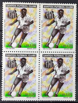 C 2376 Selo Campeoes da Libertadores Futebol Santos Pele 2001 Quadra