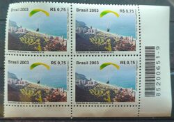 C 2550 Selo Parapente Esporte Radical 2003 Quadra Codigo de Barras