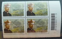 C 2561 Selo Centenario Dom Vicente Scherer Religiao 2004 Quadra Vinheta Codigo de Barras