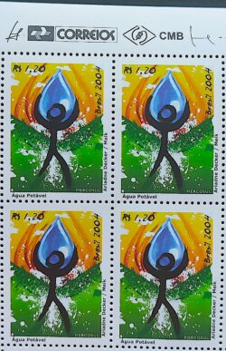 C 2565 Selo Agua Potavel Meio Ambiente Mercosul 2004 Quadra Vinheta Correios