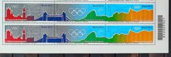 C 3398 Selo Entrega da Bandeira Olimpica Londres 2012 Sextilha Codigo de Barras