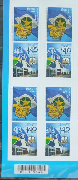 C 3409 Selo Personalizado Tribunal de Justica do Mato Grosso 2015 Quadra Codigo de Barras