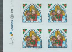 C 3492 Selo Natal Presente Religiao 2015 Quadra Vinheta Correios