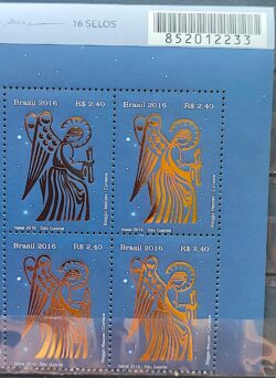C 3654 Selo Natal Anjo Gabriel Religiao 2016 Quadra Codigo de Barras
