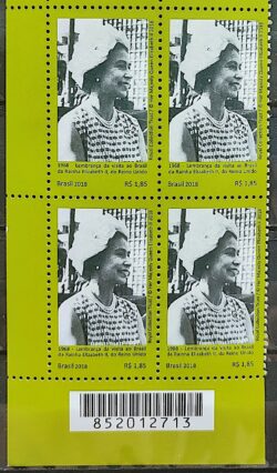 C 3793 Selo Relacoes Diplomaticas Reino Unido Rainha Elizabeth 2018 Quadra Codigo de Barras
