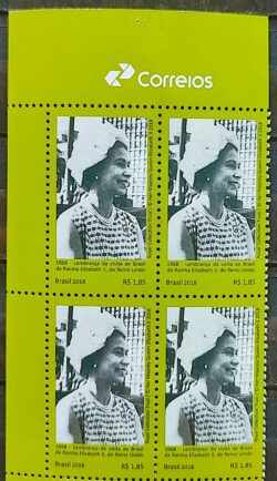 C 3793 Selo Relacoes Diplomaticas Reino Unido Rainha Elizabeth 2018 Quadra Vinheta Correios