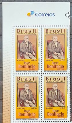 C 3827 Selo Bicentenario da Independencia Jose Bonifacio 2019 Quadra Vinheta Correios