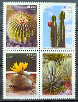 C 4070 Selo Flora e Fauna Suculentas Mercosul 2022 Quadra Serie Completa Setenant
