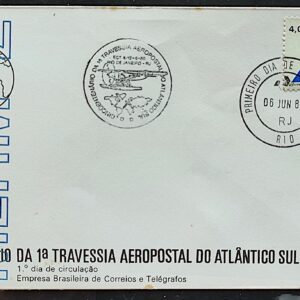 Envelope FDC 200 1980 Travessia Aeropostal Aviao CBC e CPD RJ 01