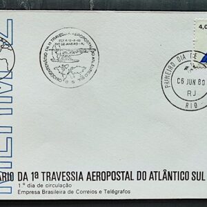 Envelope FDC 200 1980 Travessia Aeropostal Aviao CBC e CPD RJ 02