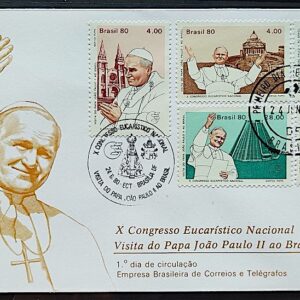 Envelope FDC 201 1980 Papa Joao Paulo Religiao CBC e CPD Brasilia 01