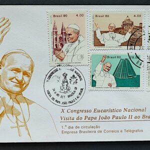 Envelope FDC 201 1980 Papa Joao Paulo Religiao CBC e CPD Brasilia 02