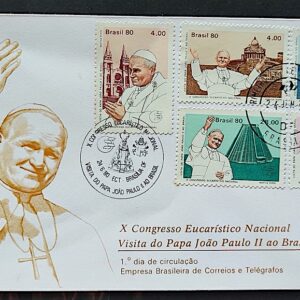 Envelope FDC 201 1980 Papa Joao Paulo Religiao CBC e CPD Brasilia 04